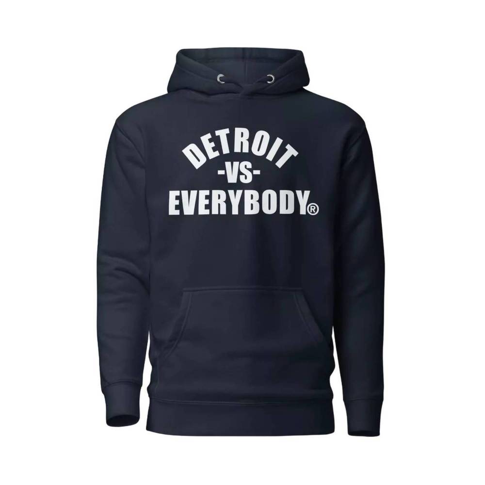 NEW VS EVERYBODY unisex detroit hoodie sweatshirt in blue